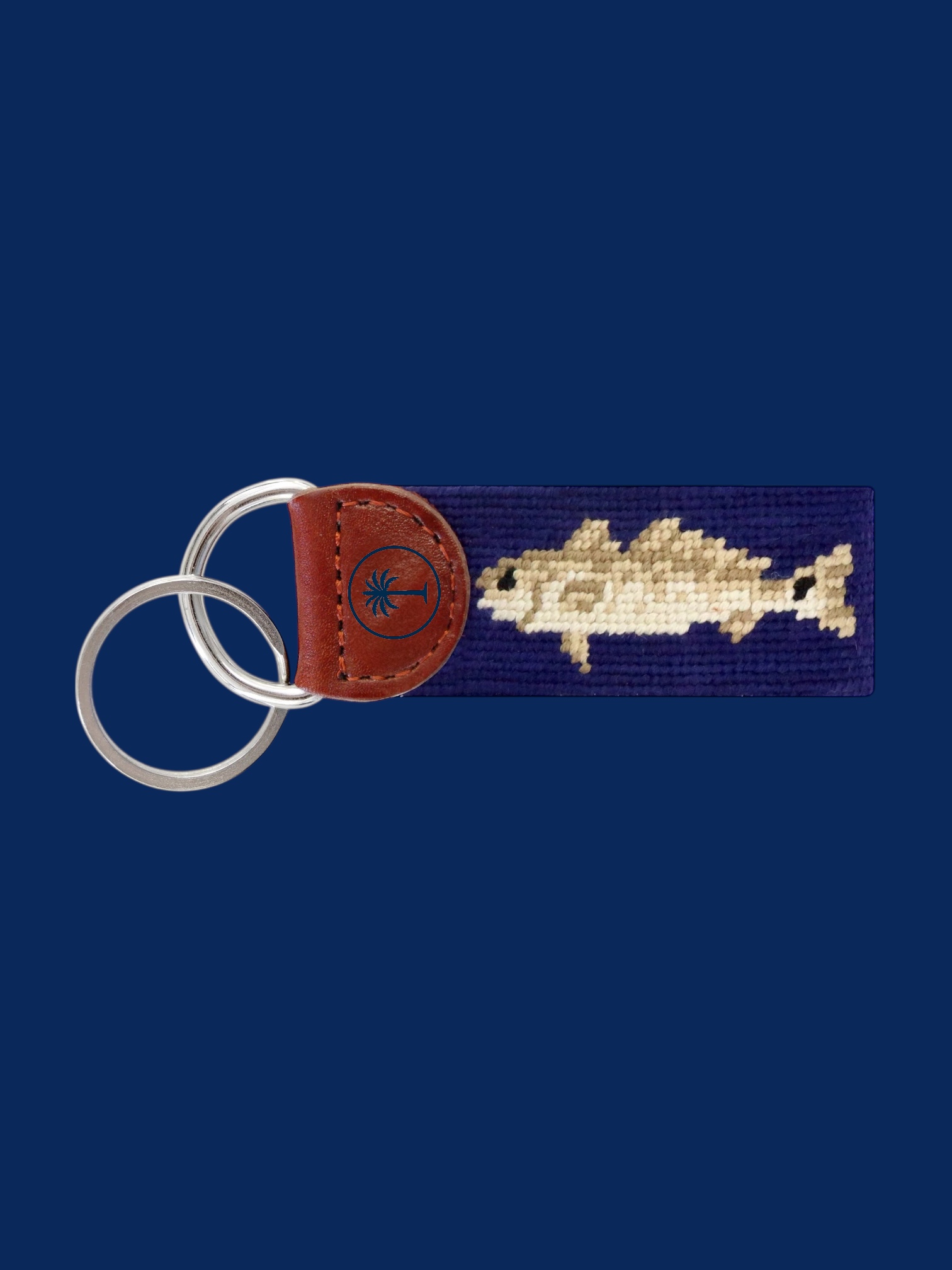 Trout Needlepoint Keychain